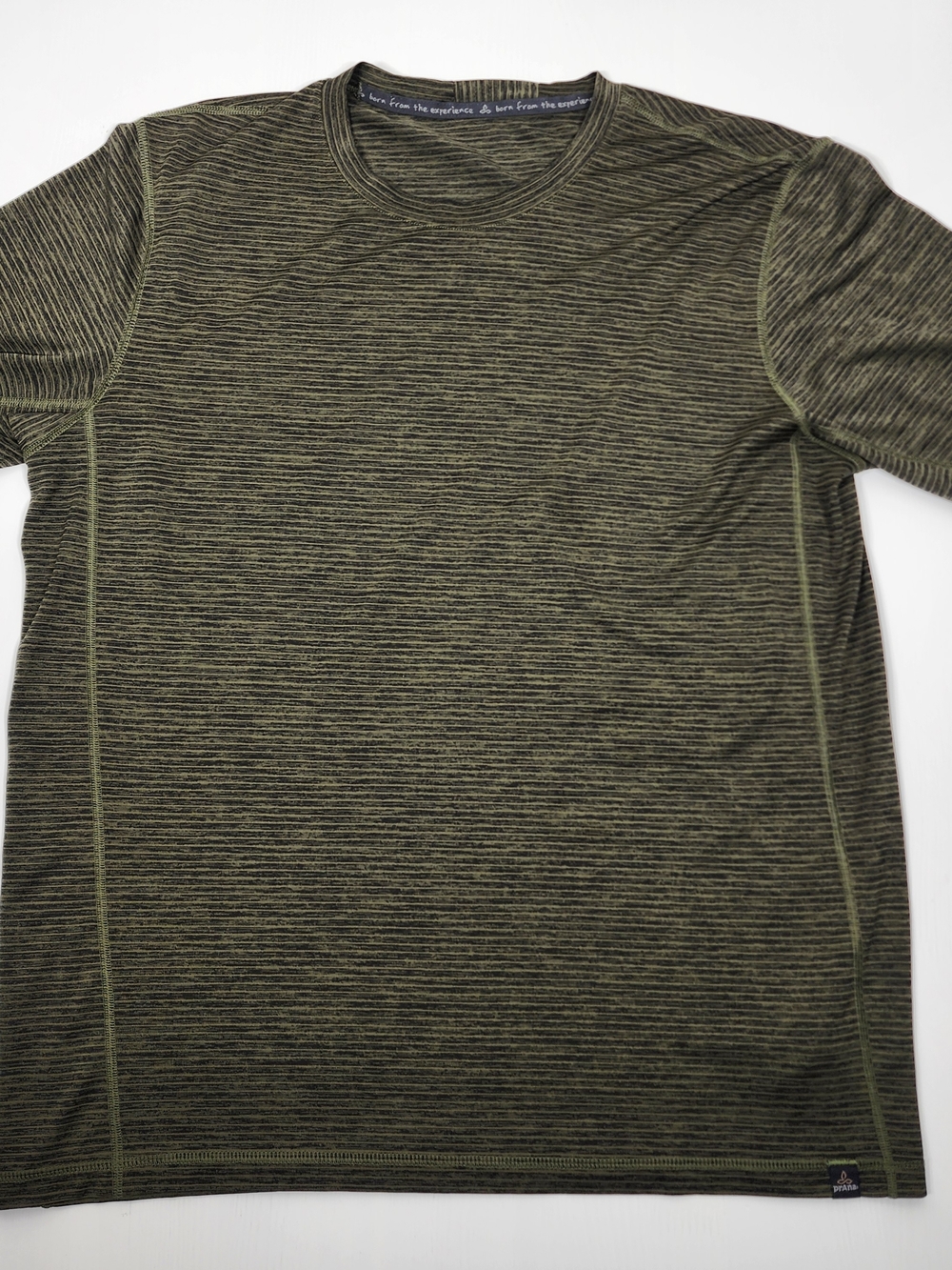 Men's Olive Green Striped Crewneck Shirt